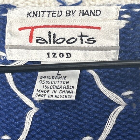 Vintage Talbots X Izod Hand Knit Christmas Sweater Cotton Cardigan Duck Cardigan - Picture 2 of 3